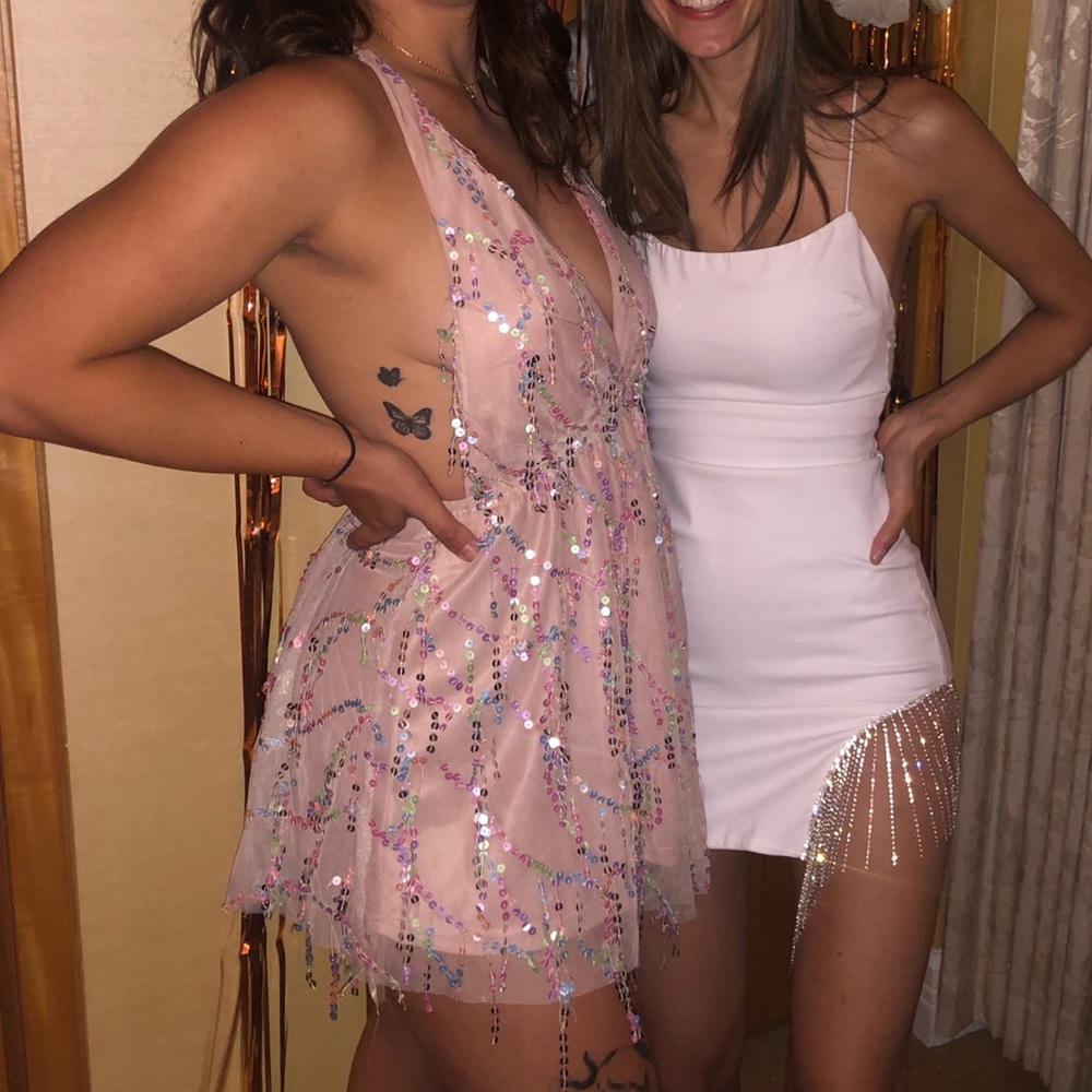 HELLO MOLLY Mini Sequin Crossback Dress